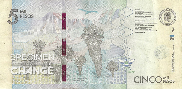 5000 pesos colombien verso (COP)