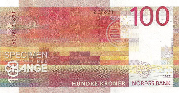 Billet de 100 couronnes norvégiennes (NOK) verso
