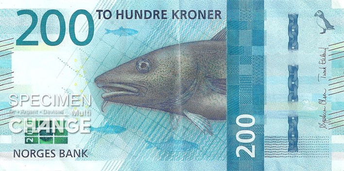 Billet de 200 couronnes norvégiennes (NOK) recto