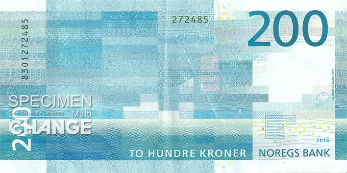 Billet de 200 couronnes norvégiennes (NOK) verso