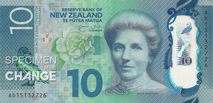 10 dollars néo-zélandais (NZD) recto