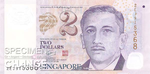 2 dollars singapouriens (SGD)